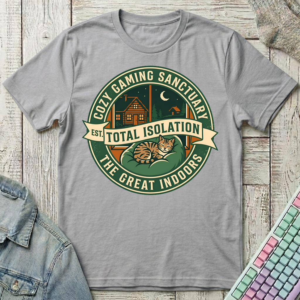 Cozy Gaming Sanctuary T-Shirt - Cozy Gaming Sanctuary_sport_grey