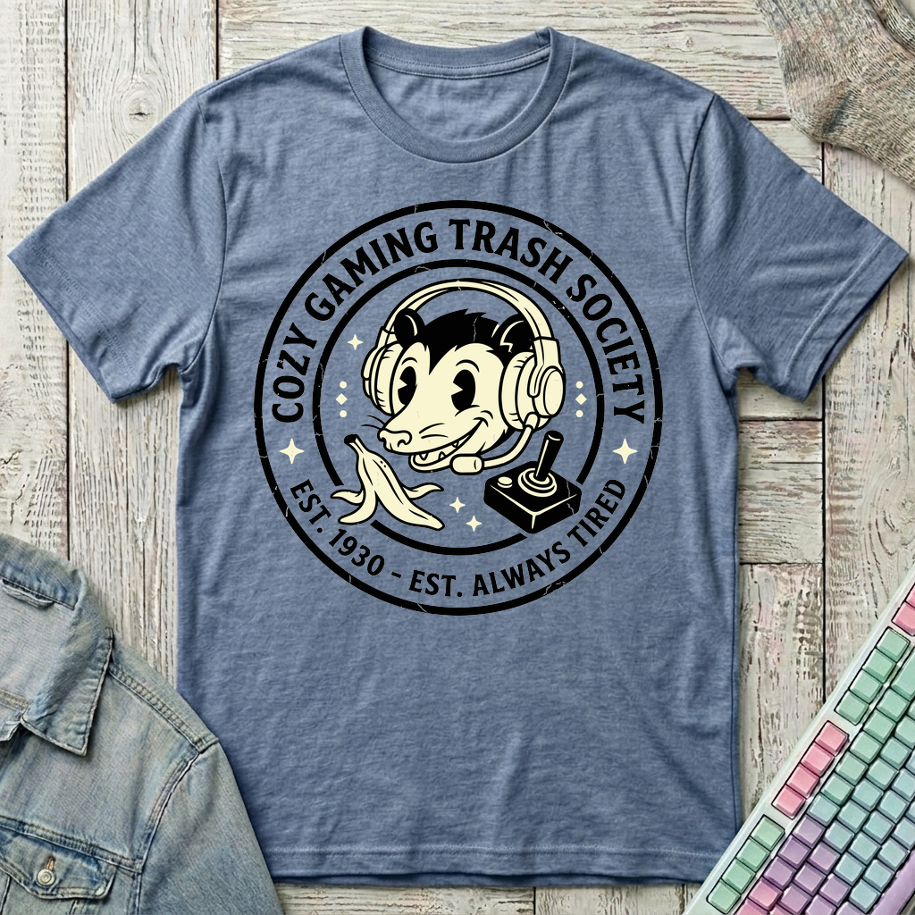 Cozy Gaming Trash T-Shirt - Cozy Gaming Trash_heather_indigo