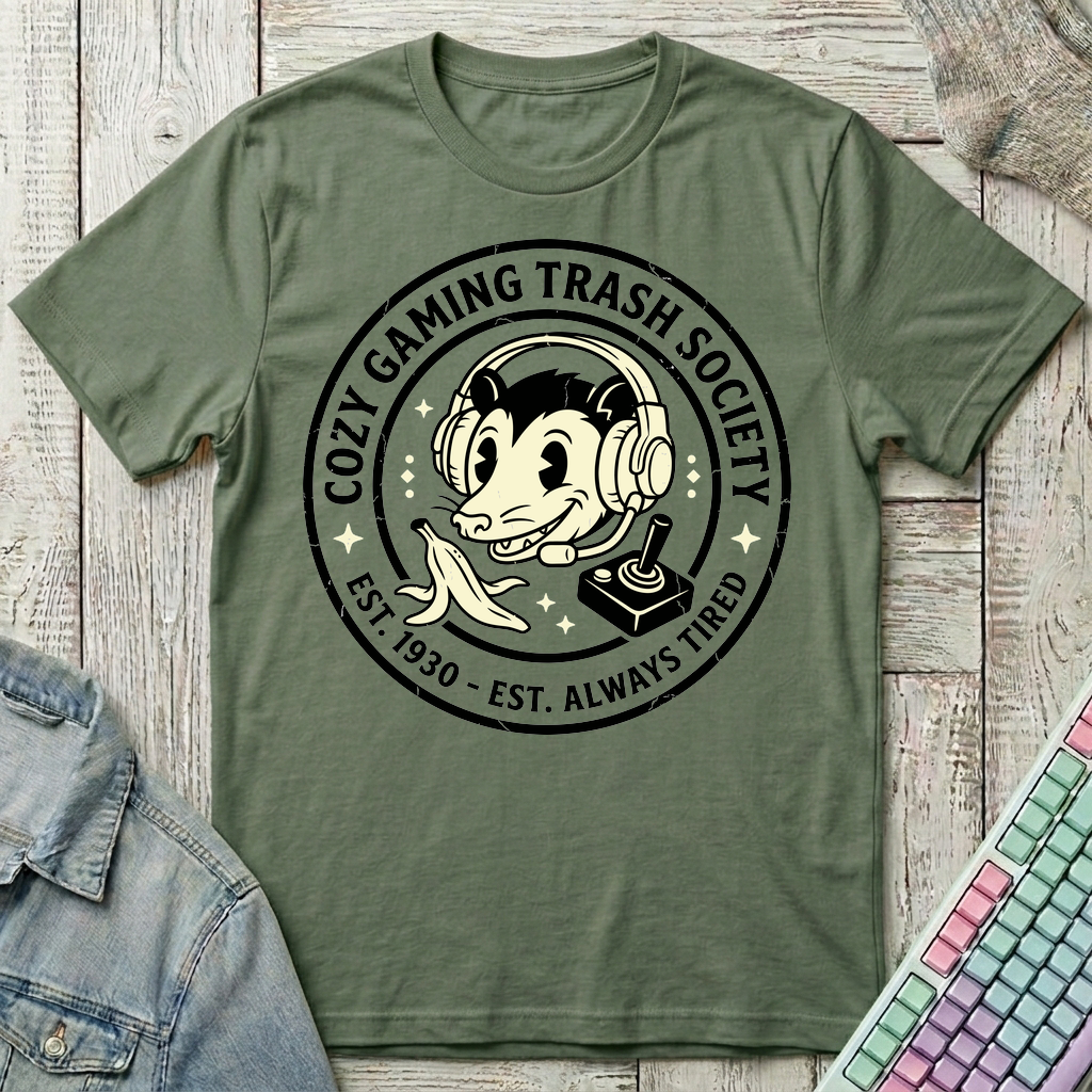 Cozy Gaming Trash T-Shirt - Cozy Gaming Trash_military_green