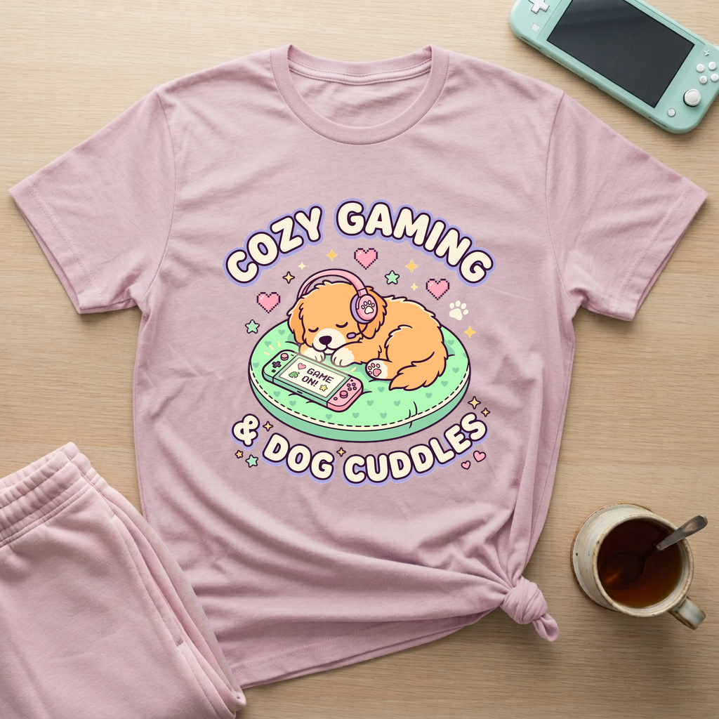 Cozy Gaming and & Cuddle T-Shirt - Cozy Gaming and & Cuddle_light_pink