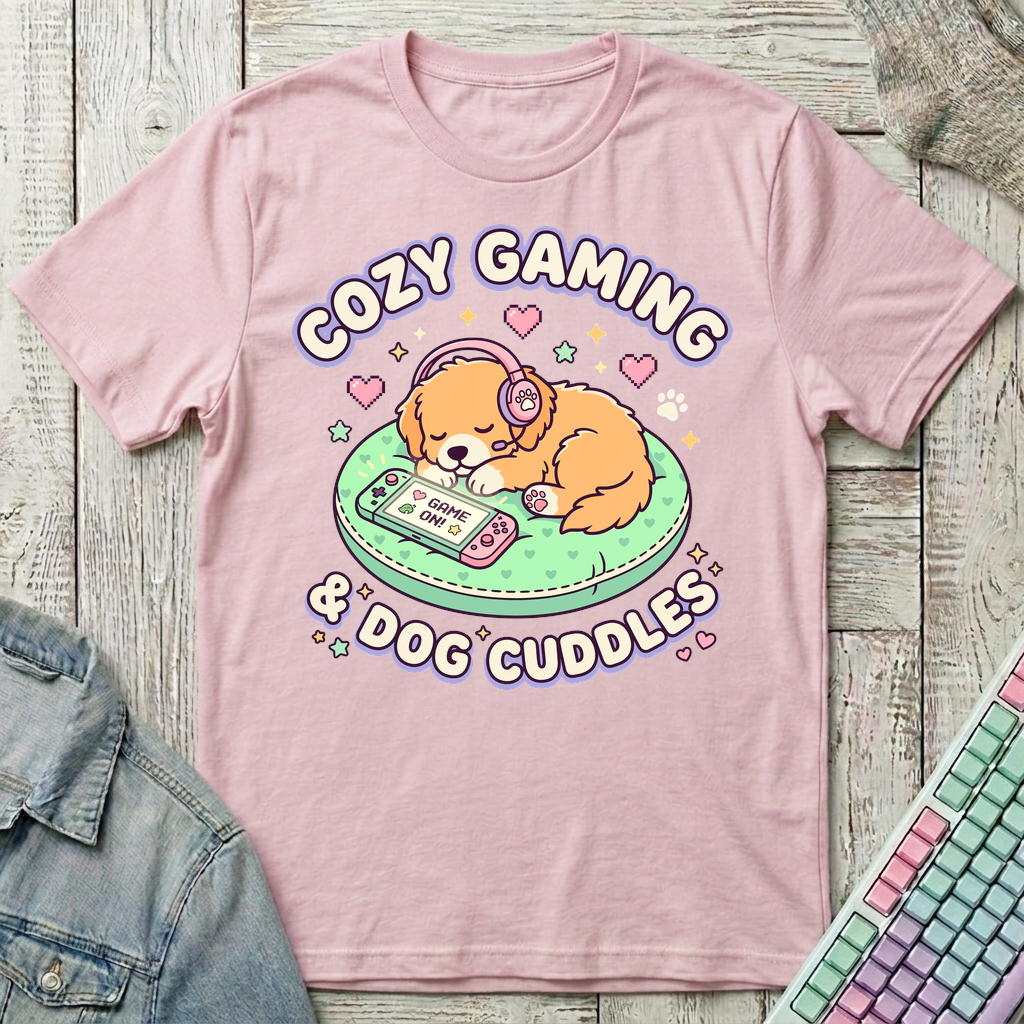 Cozy Gaming and & Cuddle T-Shirt - Cozy Gaming and & Cuddle_light_pink