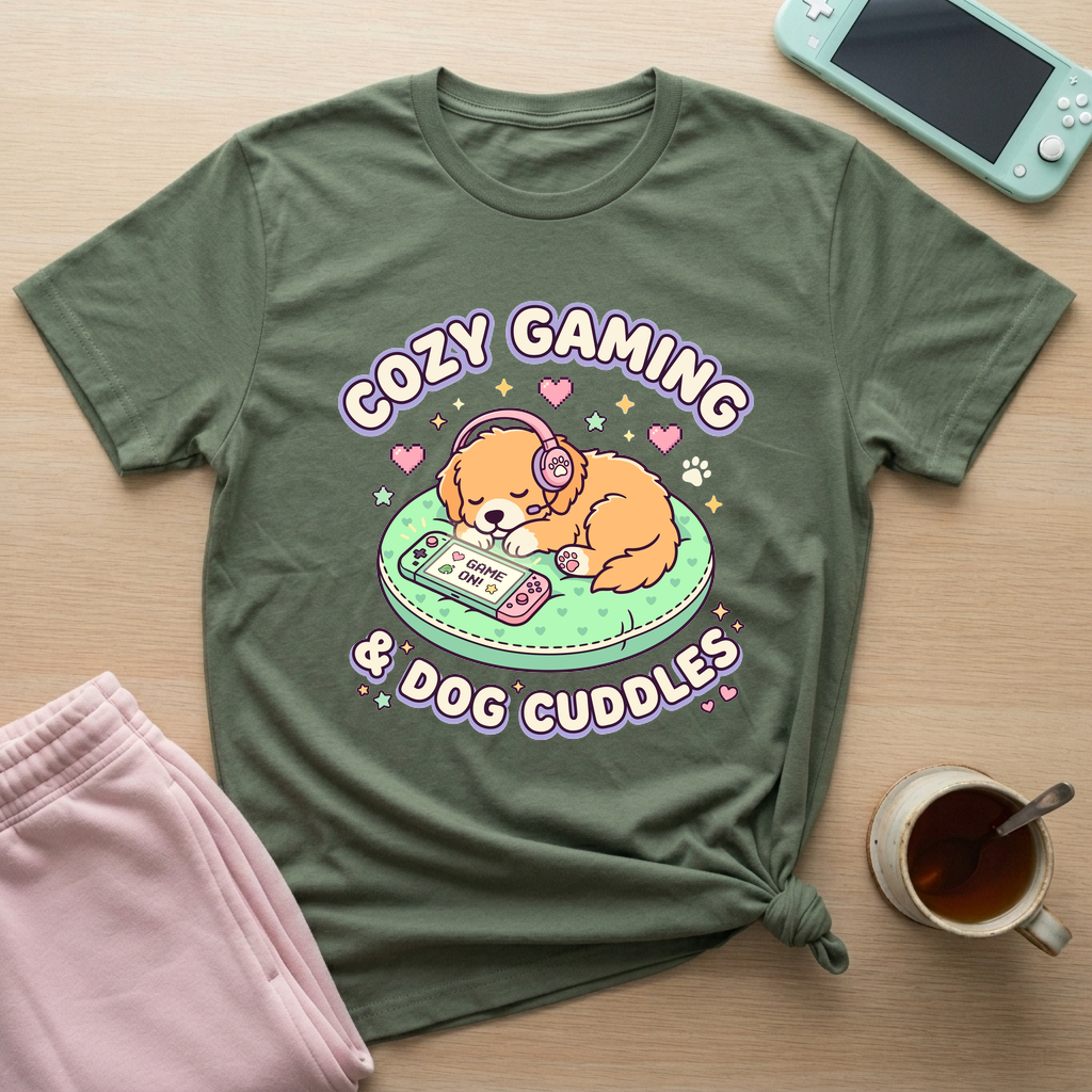 Cozy Gaming and & Cuddle T-Shirt - Cozy Gaming and & Cuddle_military_green