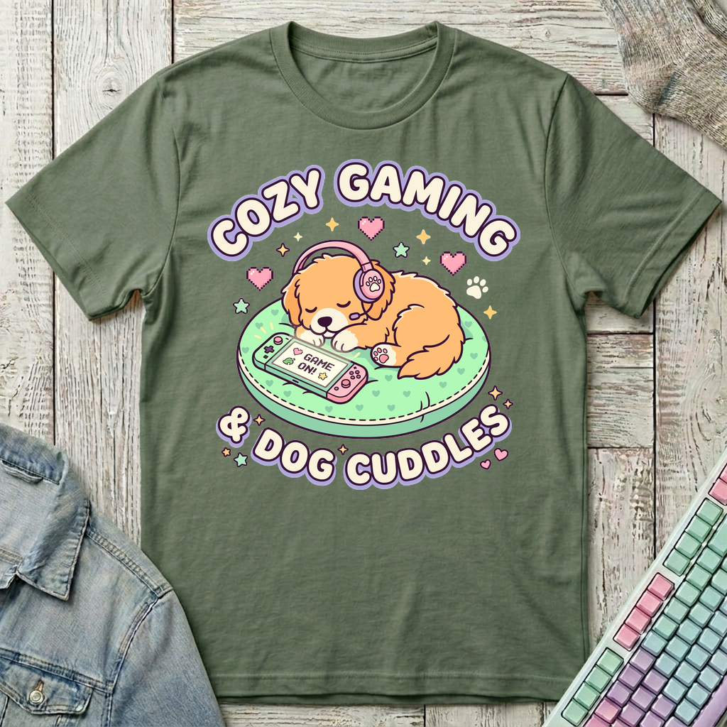 Cozy Gaming and & Cuddle T-Shirt - Cozy Gaming and & Cuddle_military_green