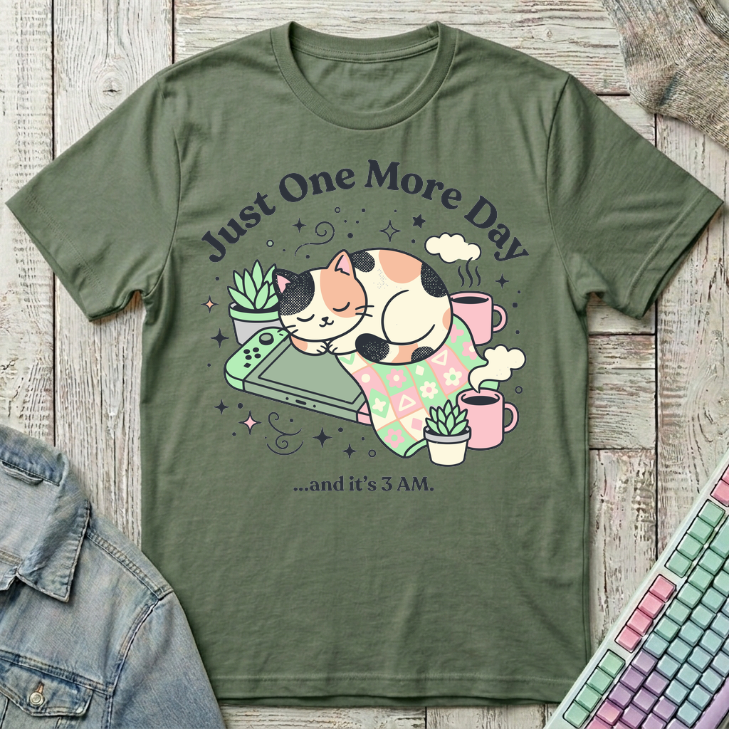 Cozy Gaming at 3AM T-Shirt - Cozy Gaming at 3AM_military_green