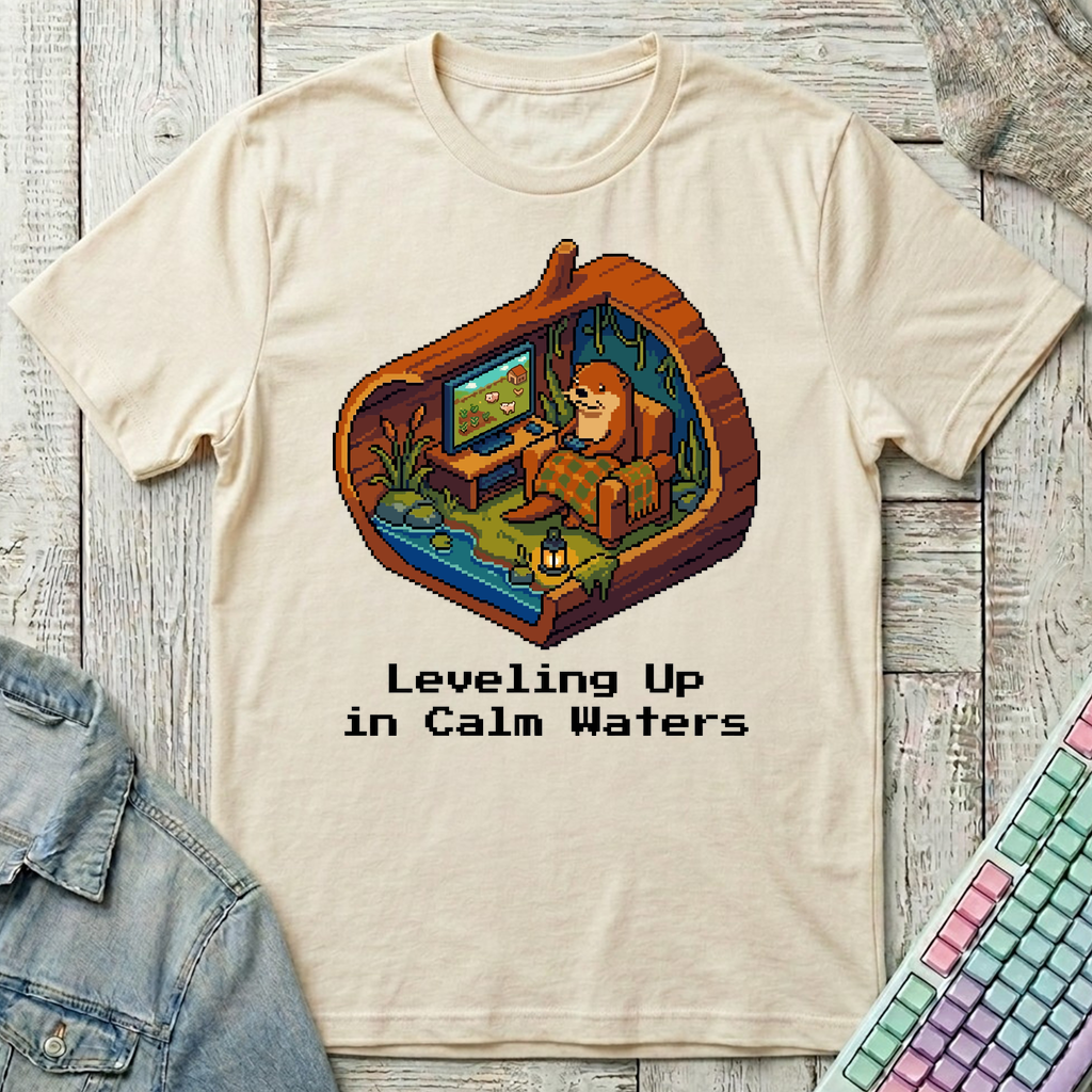 Cozy Otter Gaming Den T-Shirt - Cozy Otter Gaming Den_natural