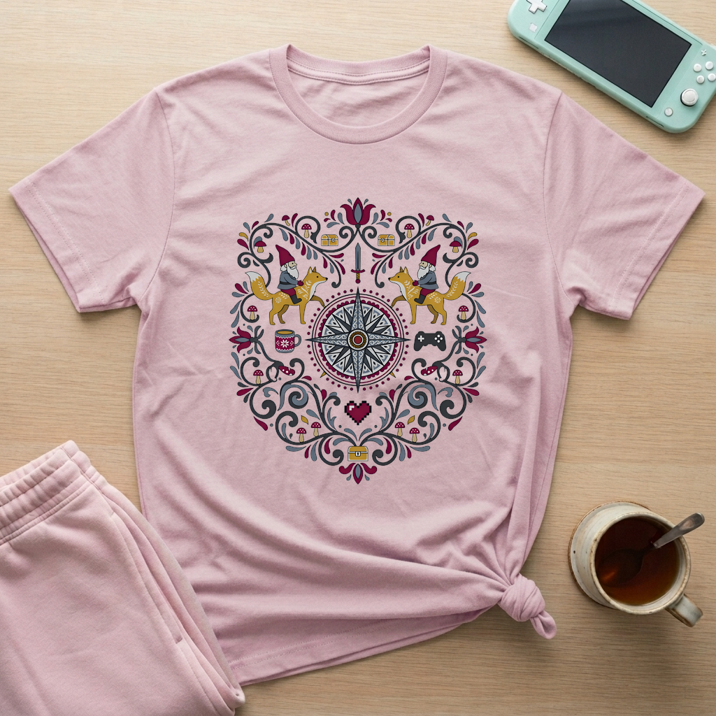 Cozy Quest Folk T-Shirt - Cozy Quest Folk_light_pink