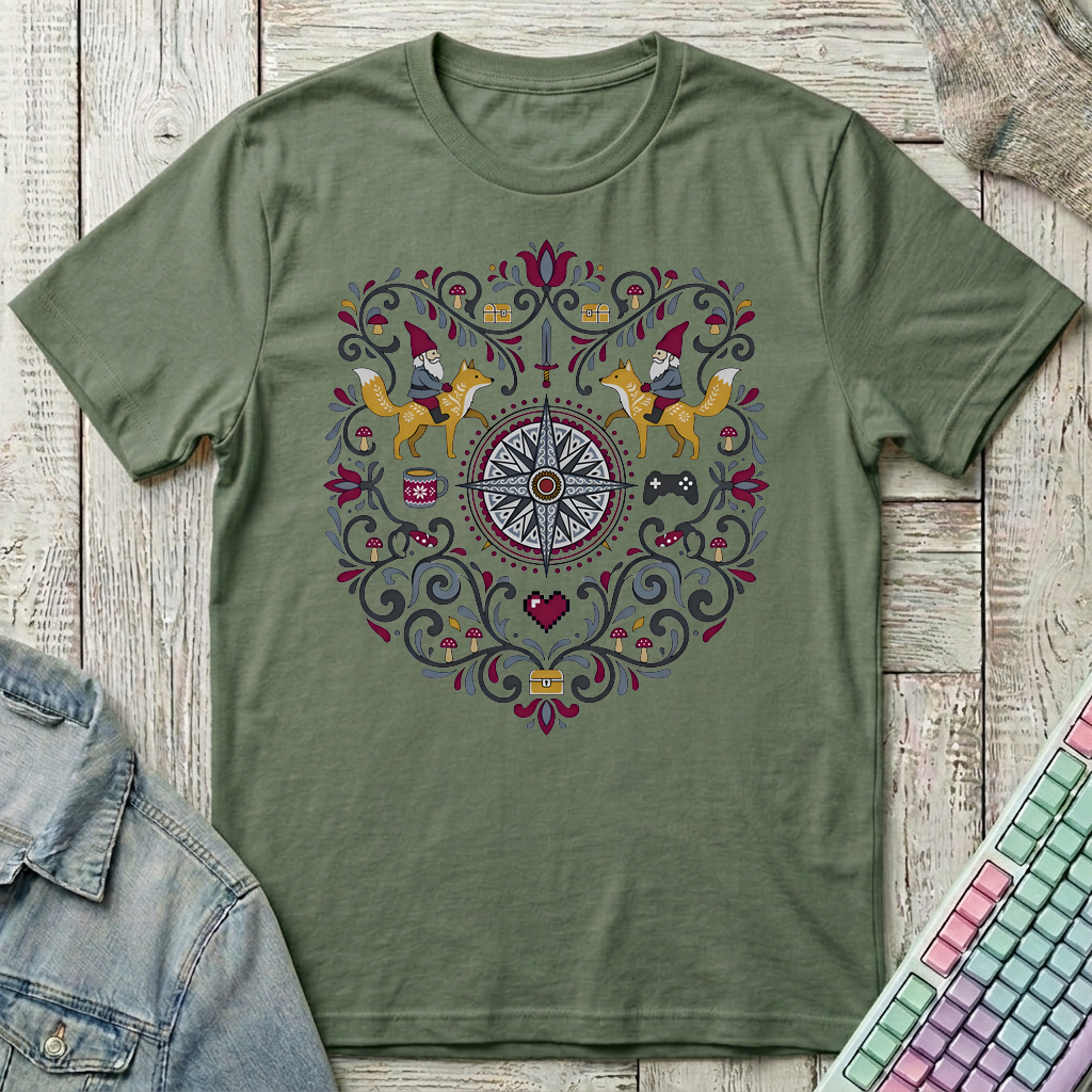 Cozy Quest Folk T-Shirt - Cozy Quest Folk_military_green