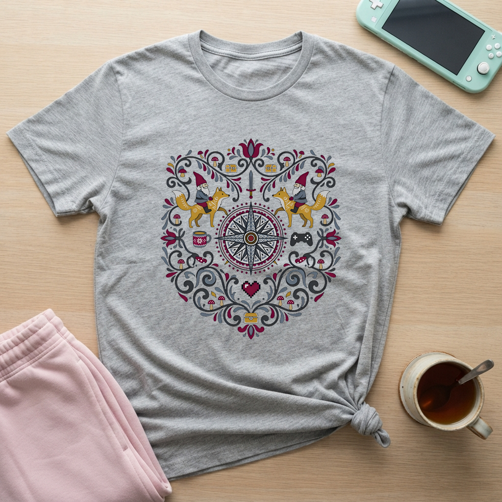 Cozy Quest Folk T-Shirt - Cozy Quest Folk_sport_grey