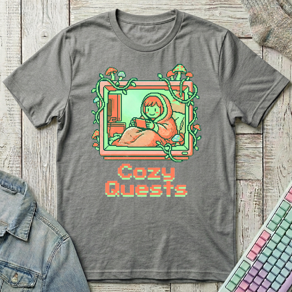 Cozy Quests T-Shirt - Cozy Quests_graphite_heather