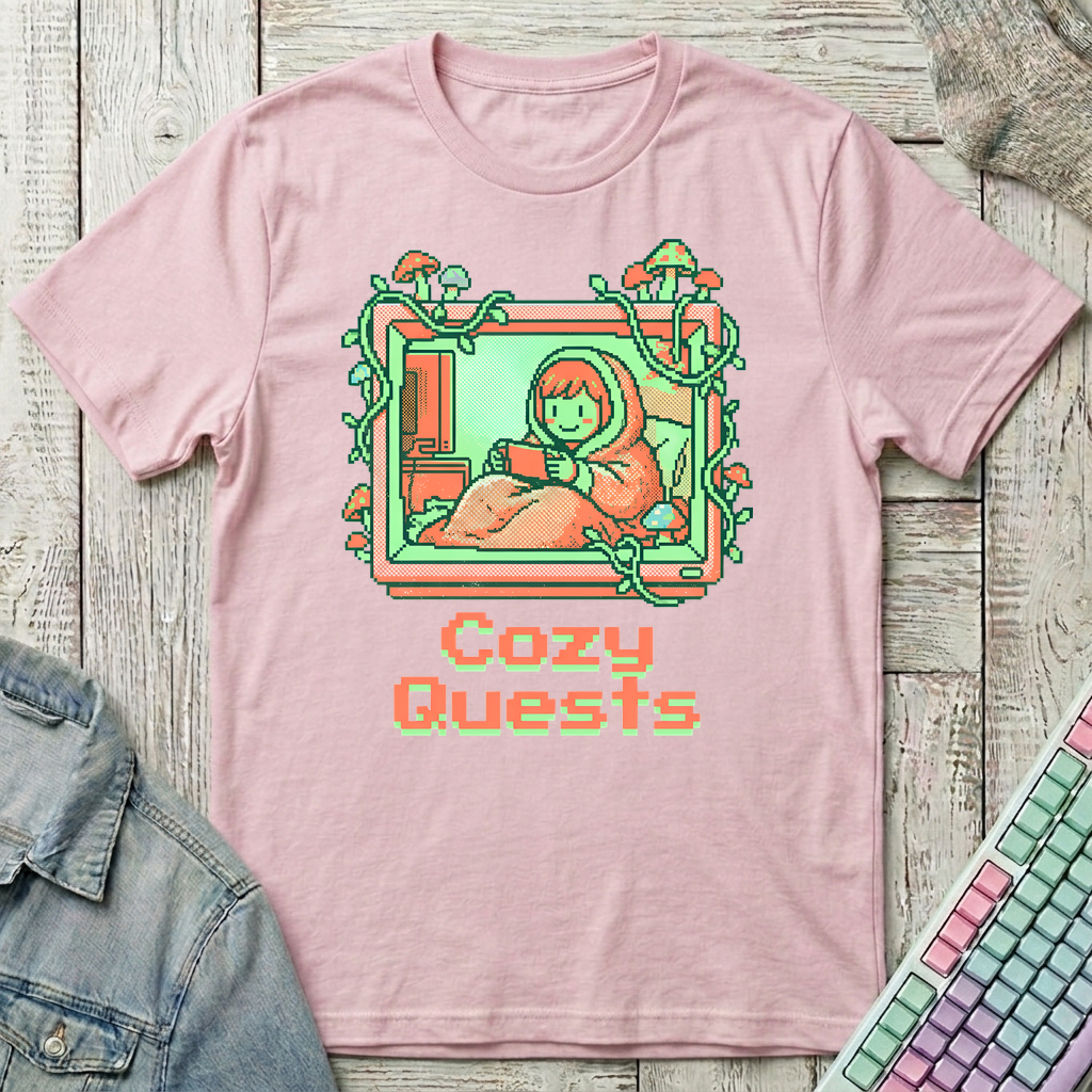 Cozy Quests T-Shirt - Cozy Quests_light_pink