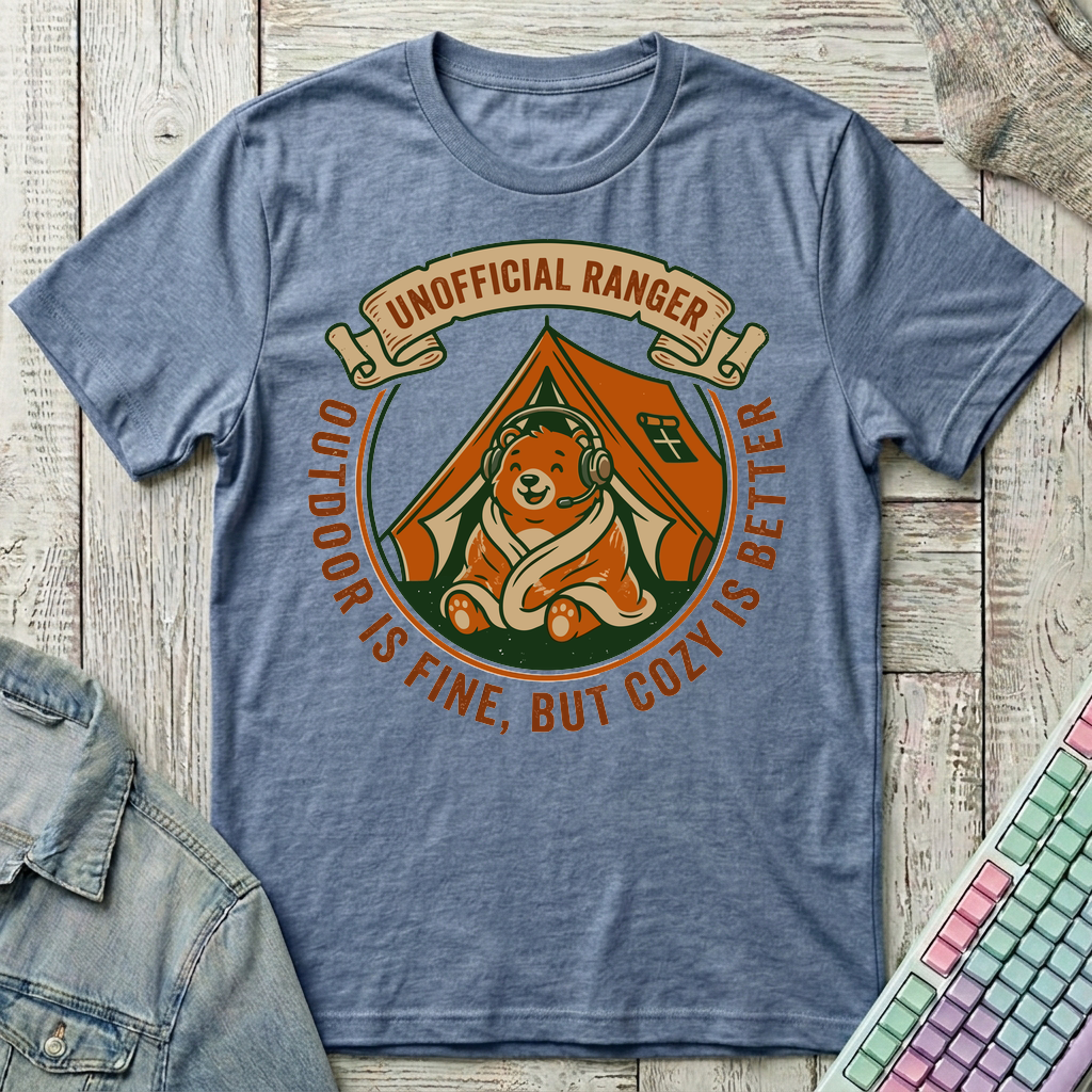 Cozy Ranger Bear T-Shirt - Cozy Ranger Bear_heather_indigo
