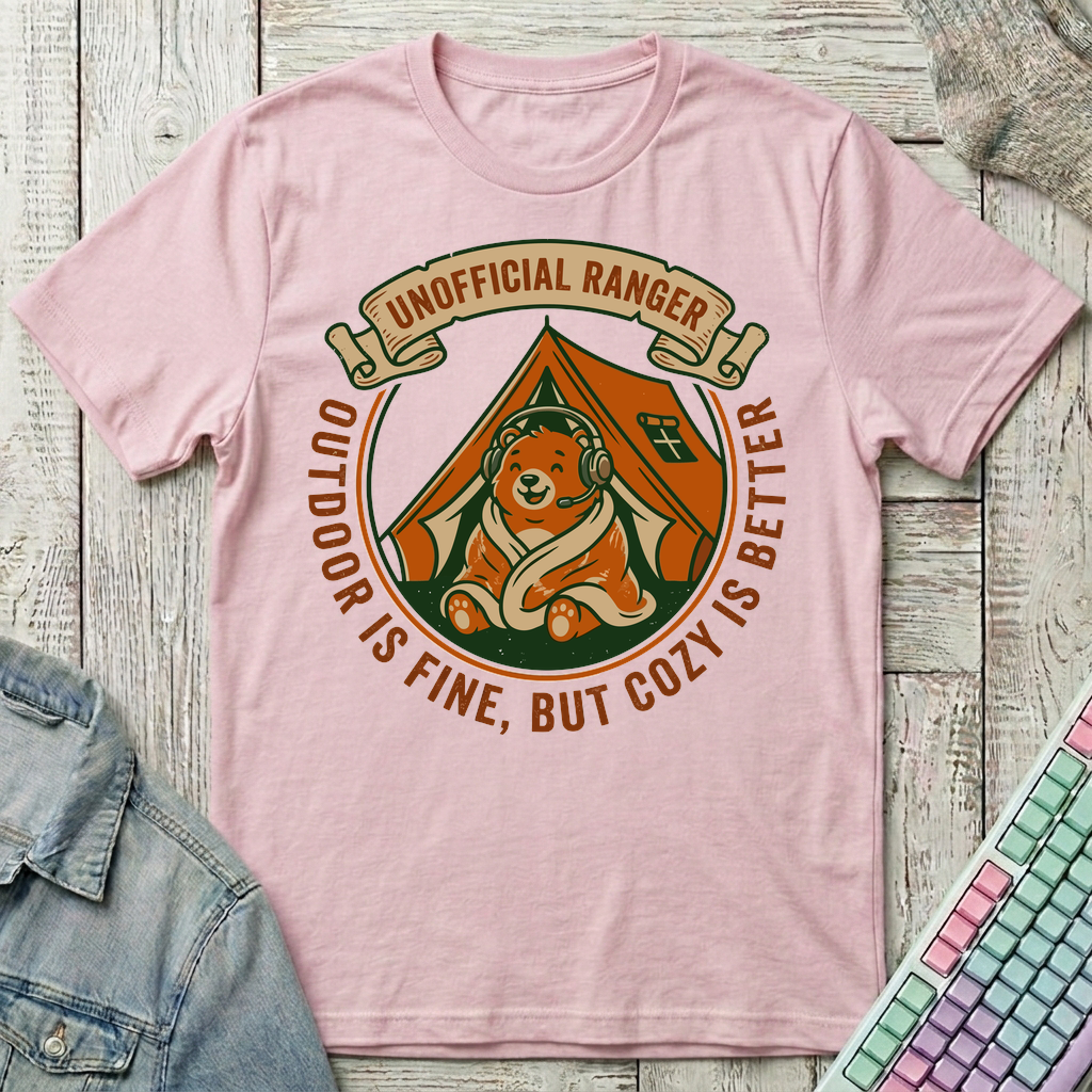 Cozy Ranger Bear T-Shirt - Cozy Ranger Bear_light_pink