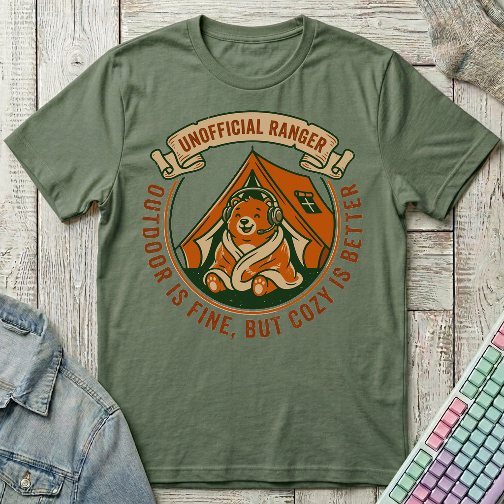 Cozy Ranger Bear T-Shirt - Cozy Ranger Bear_military_green