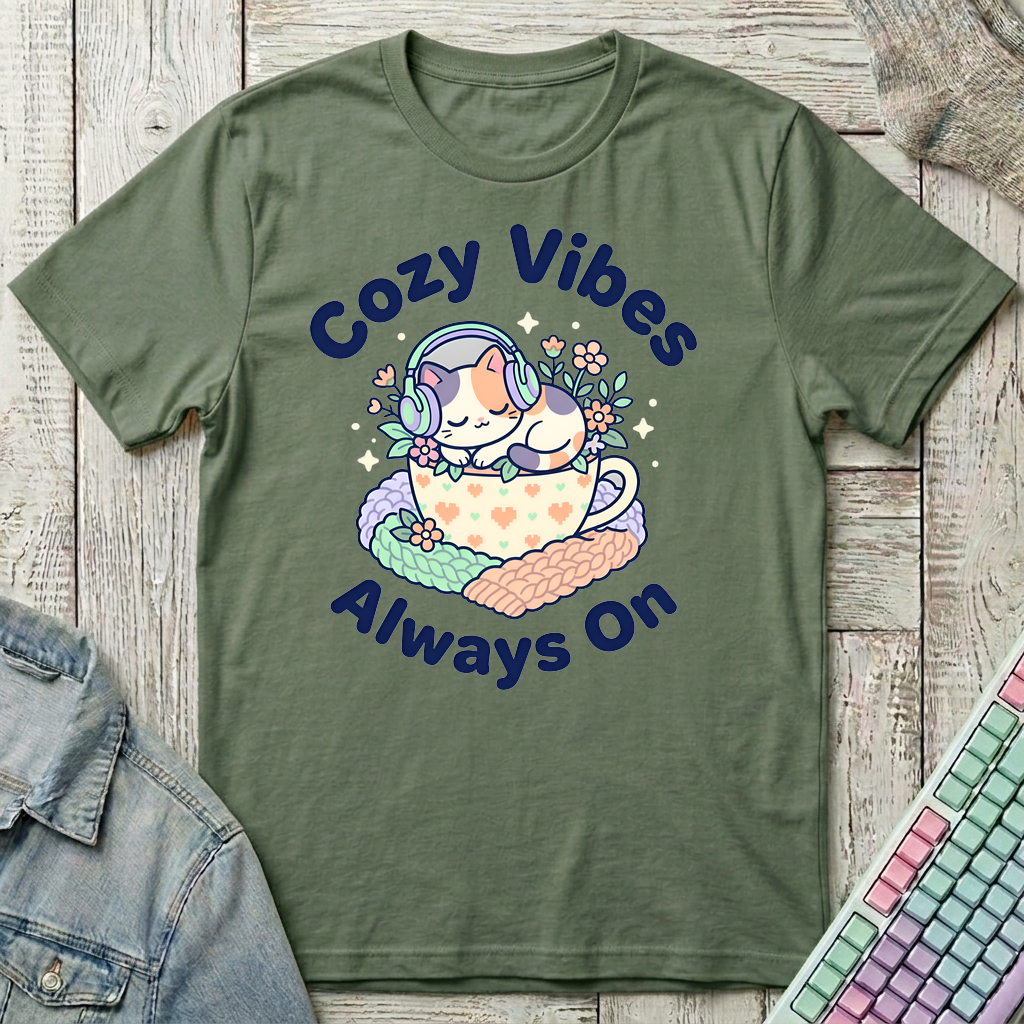Cozy Vibes T-Shirt - Cozy Vibes_military_green