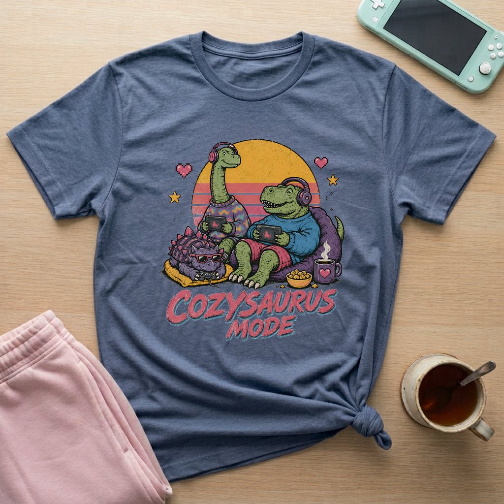 Cozysaurus T-Shirt - Cozysaurus_heather_indigo