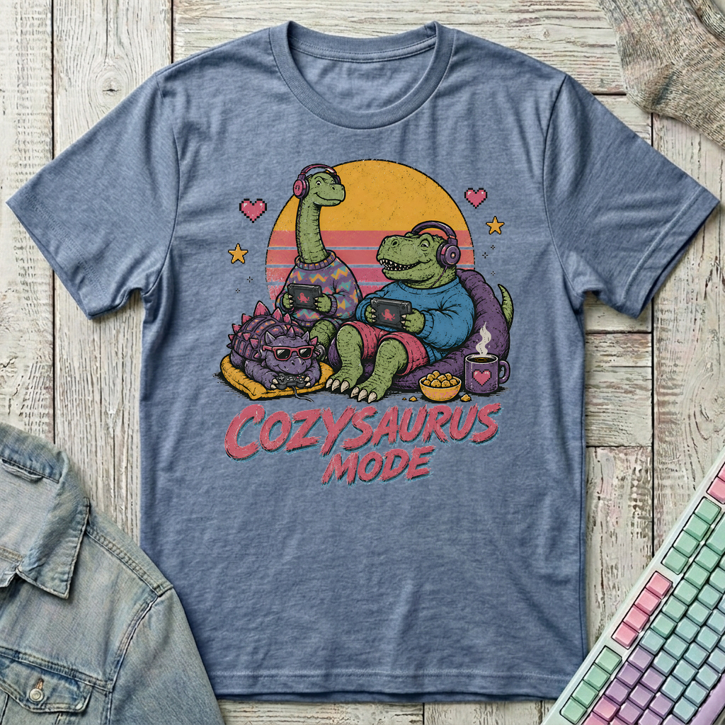 Cozysaurus T-Shirt - Cozysaurus_heather_indigo