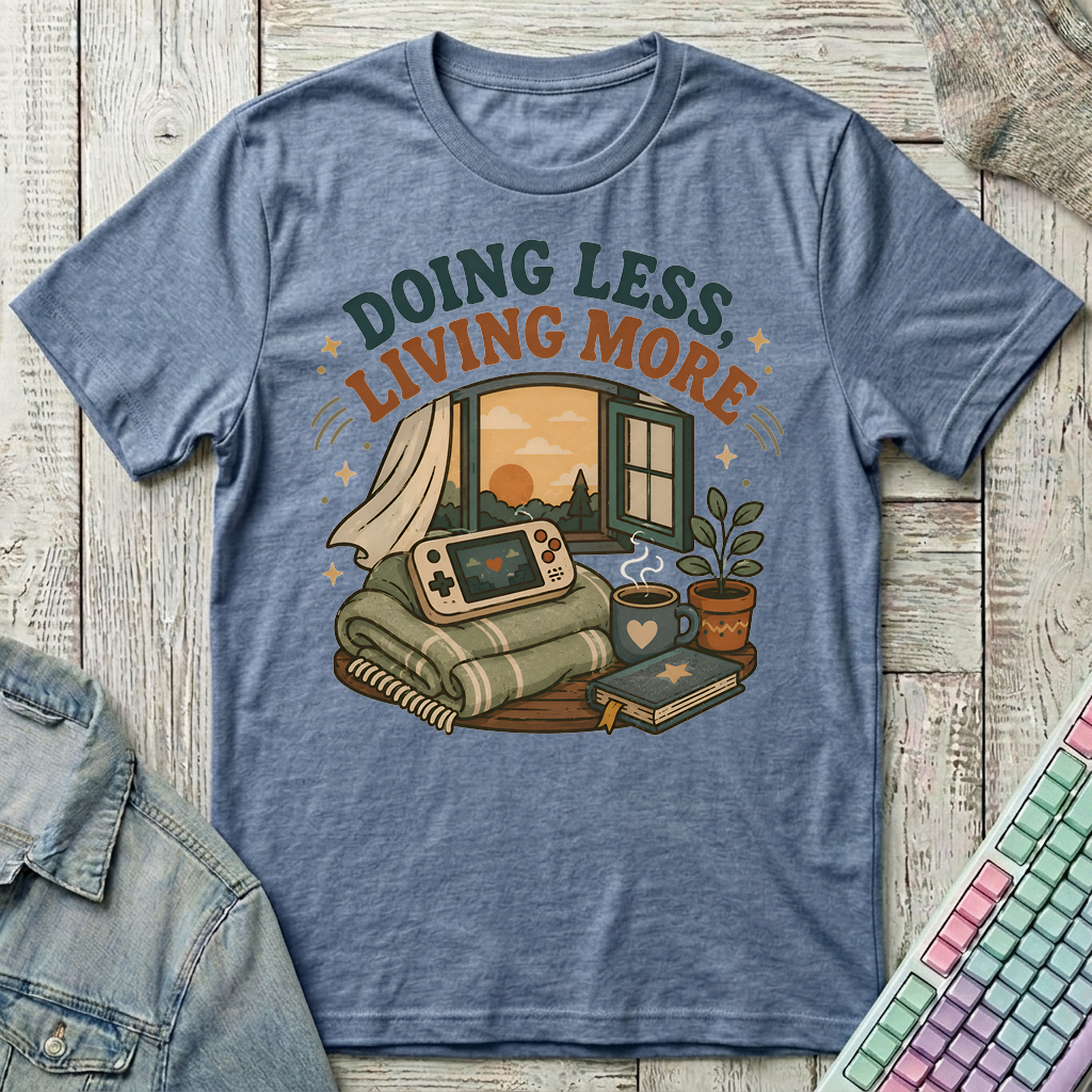 Doing Less Living More T-Shirt - Doing Less Living More_heather_indigo