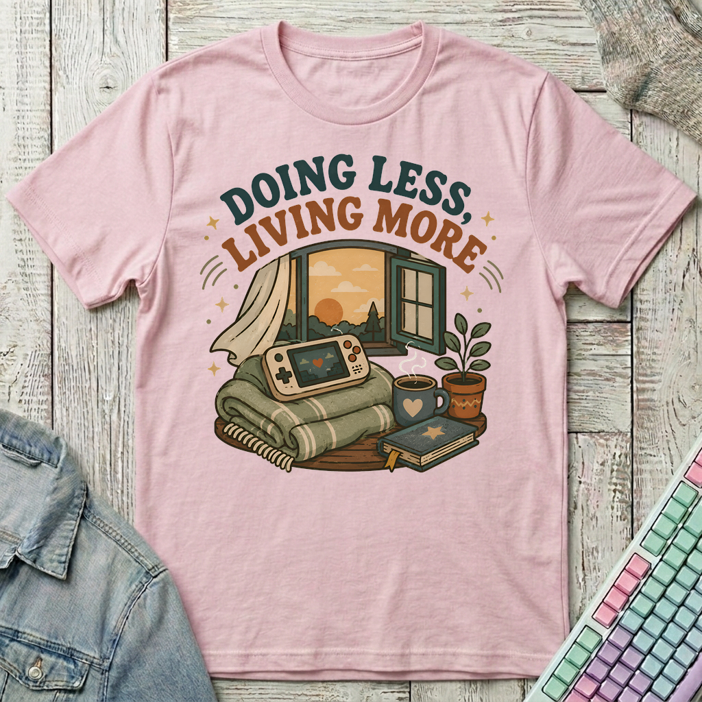 Doing Less Living More T-Shirt - Doing Less Living More_light_pink