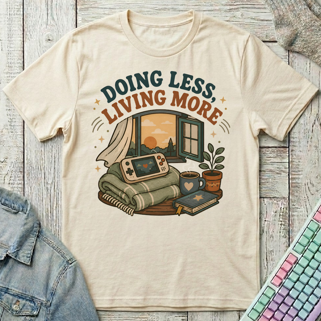 Doing Less Living More T-Shirt - Doing Less Living More_natural