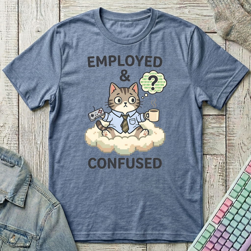 Employed & Confused T-Shirt - Employed & Confused_heather_indigo