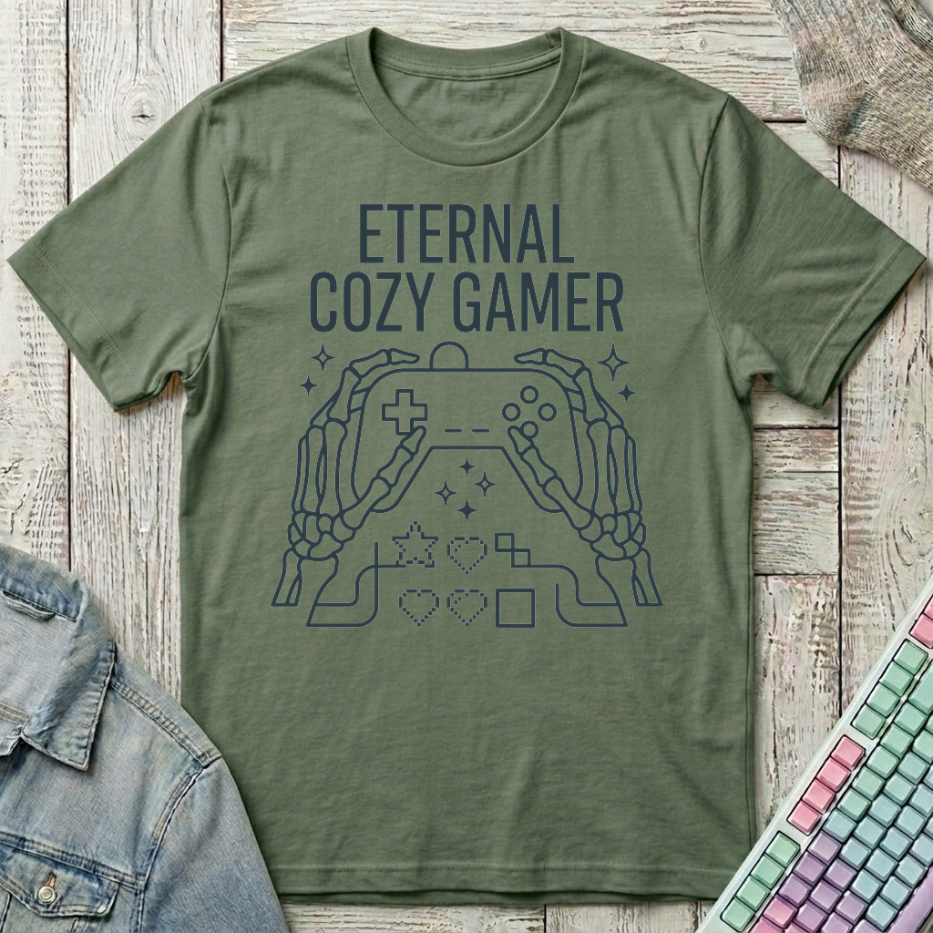 Eternal Cozy Gamer T-Shirt - Eternal Cozy Gamer_military_green
