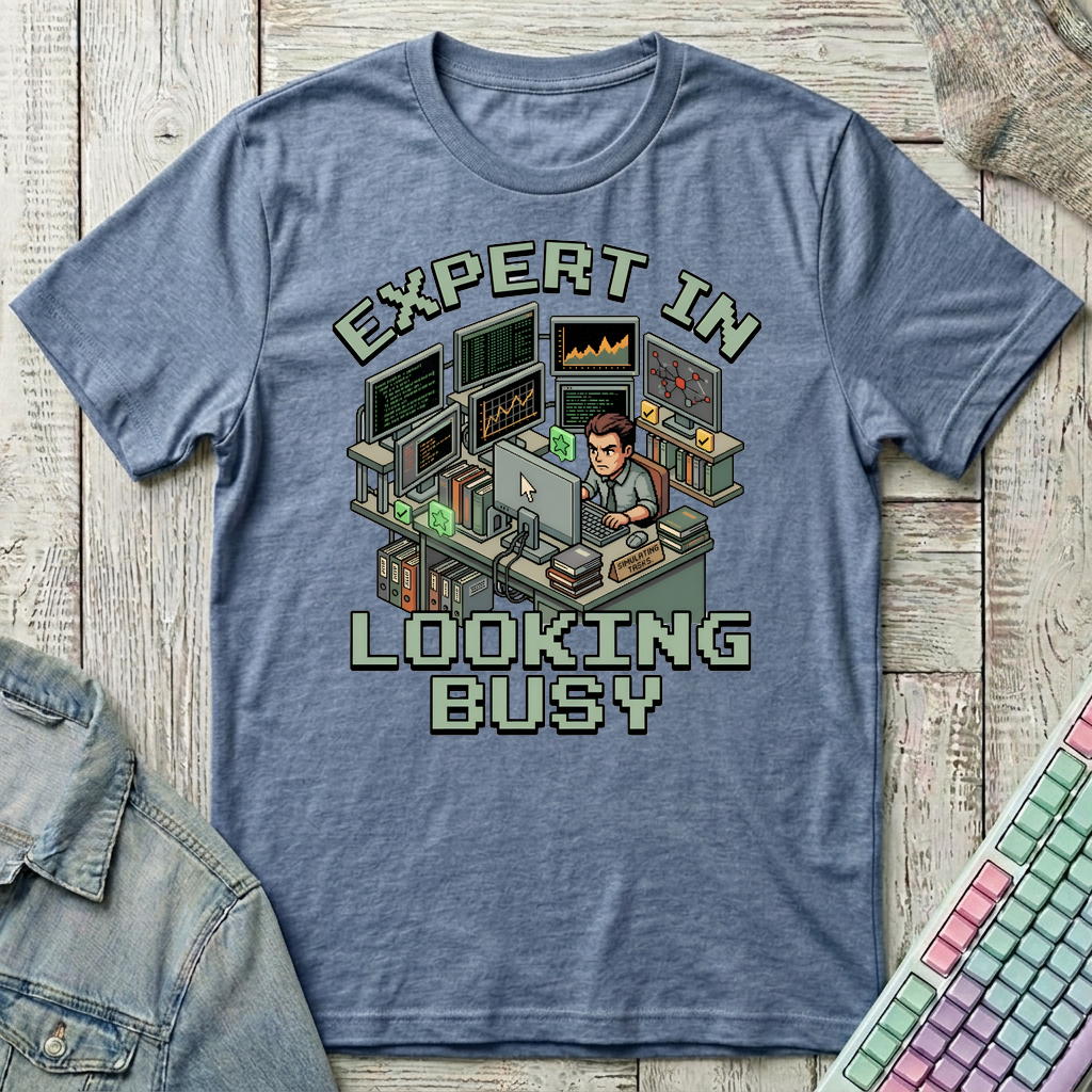 Expert In Looking Busy T-Shirt - Expert In Looking Busy_heather_indigo
