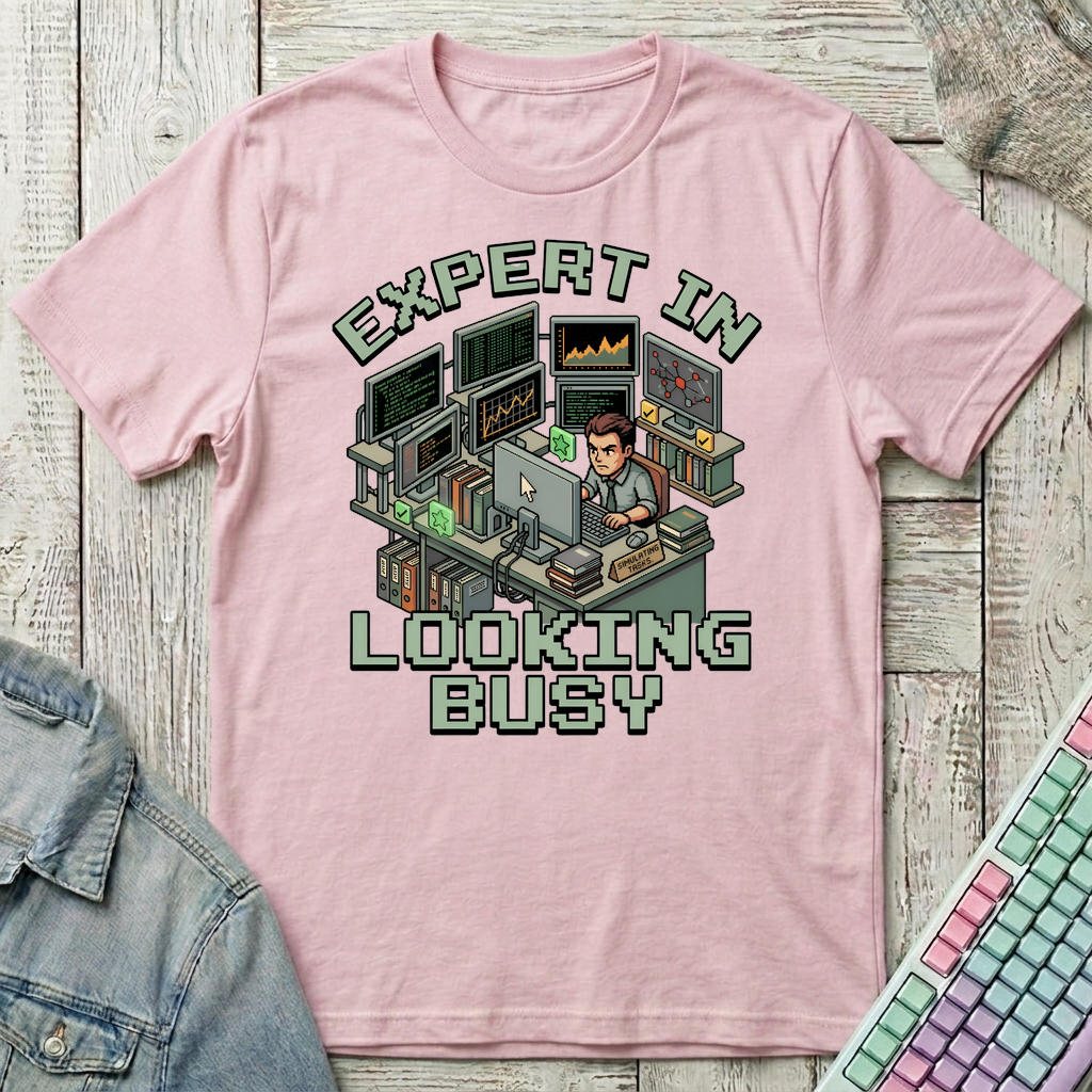 Expert In Looking Busy T-Shirt - Expert In Looking Busy_light_pink