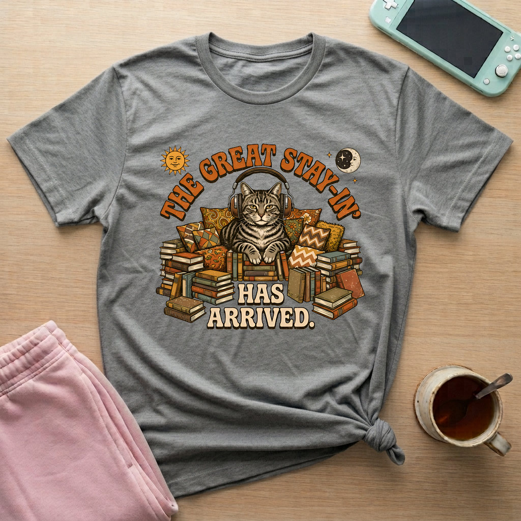 Feline Great Stay-In T-Shirt - Feline Great Stay-In_graphite_heather