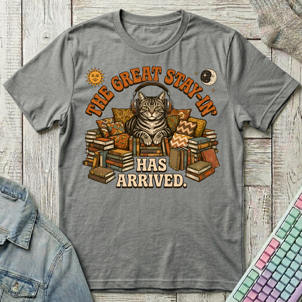 Feline Great Stay-In T-Shirt - Feline Great Stay-In_graphite_heather