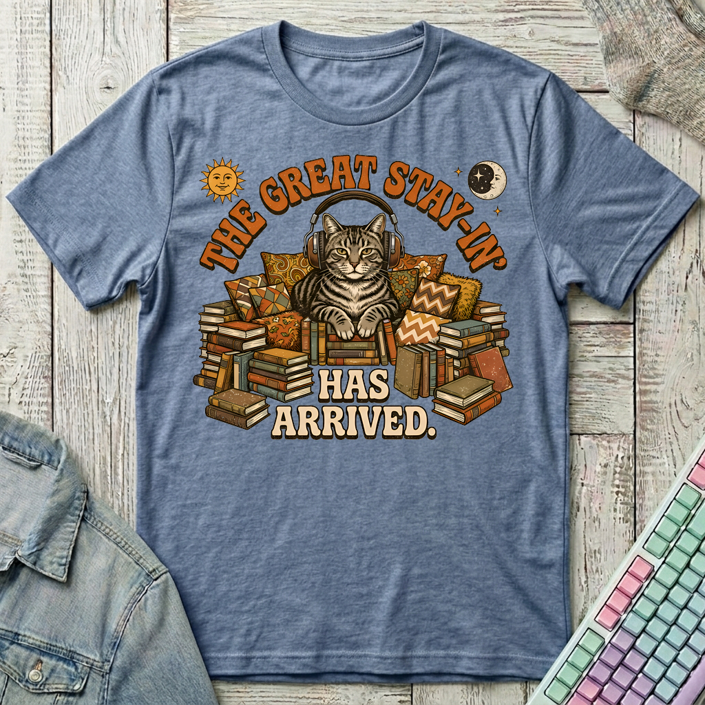 Feline Great Stay-In T-Shirt - Feline Great Stay-In_heather_indigo