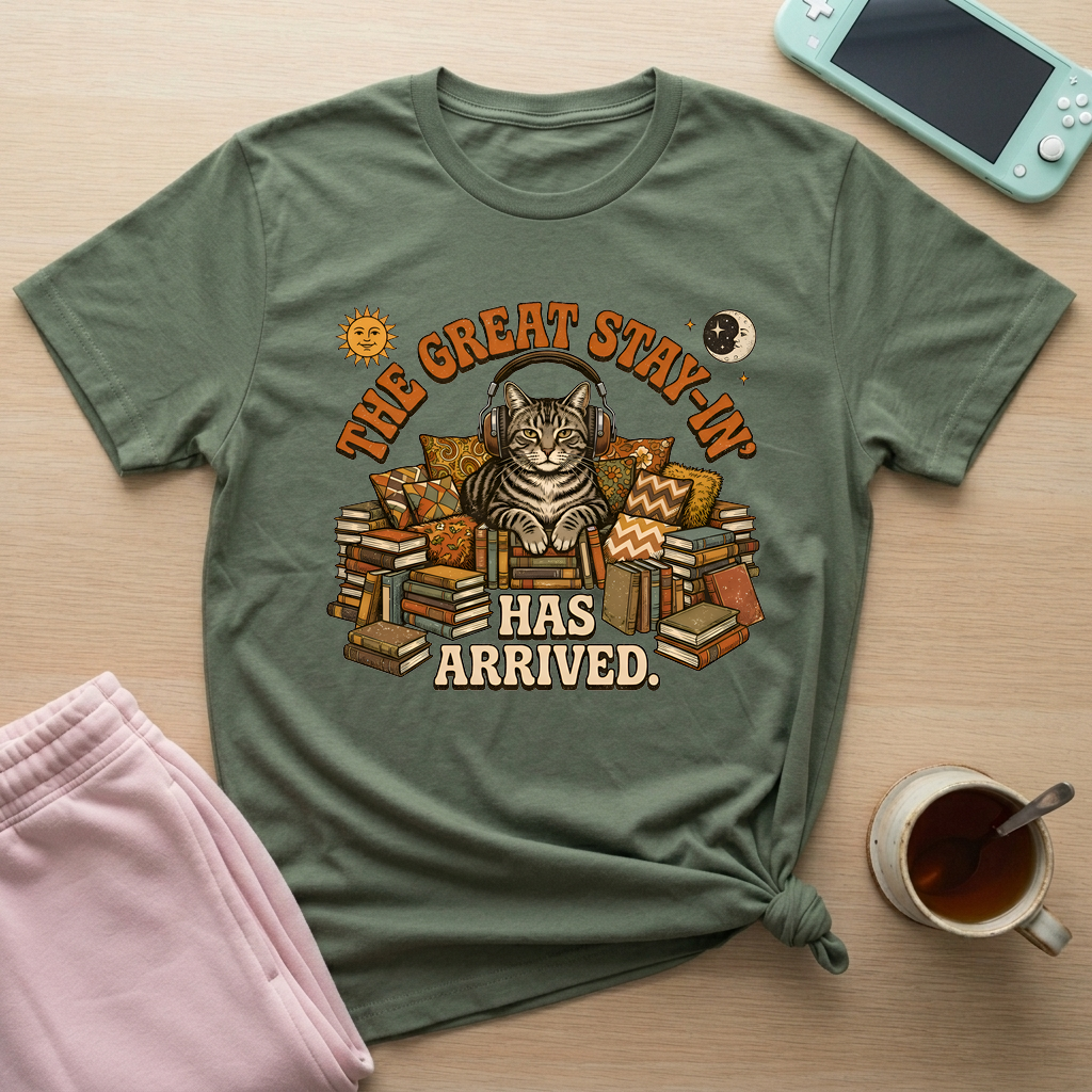 Feline Great Stay-In T-Shirt - Feline Great Stay-In_military_green