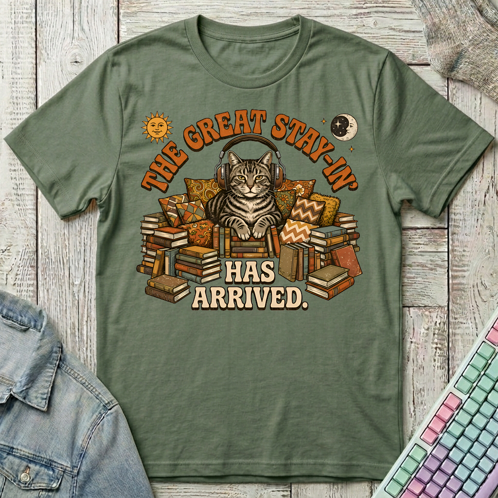 Feline Great Stay-In T-Shirt - Feline Great Stay-In_military_green