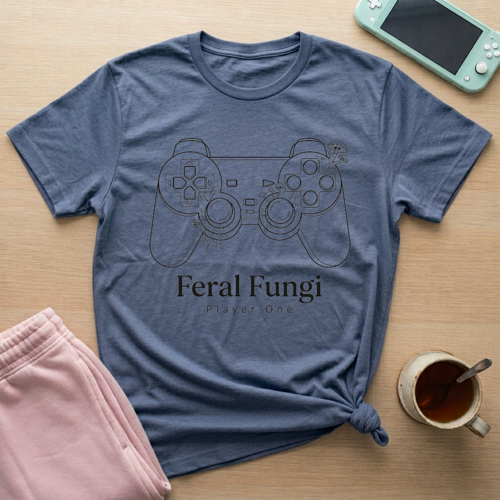 Feral Fungi Gaming Club T-Shirt - Feral Fungi Gaming Club_heather_indigo
