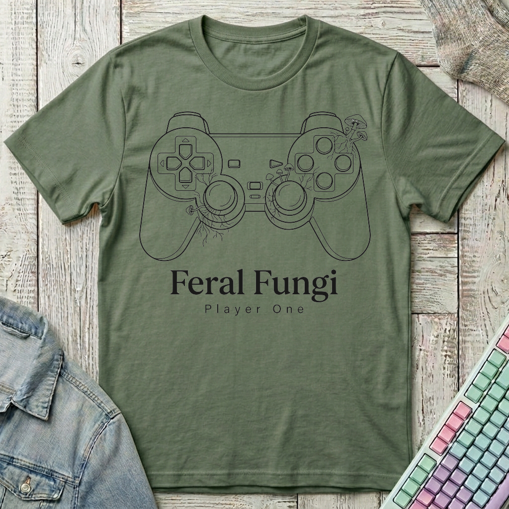Feral Fungi Gaming Club T-Shirt - Feral Fungi Gaming Club_military_green