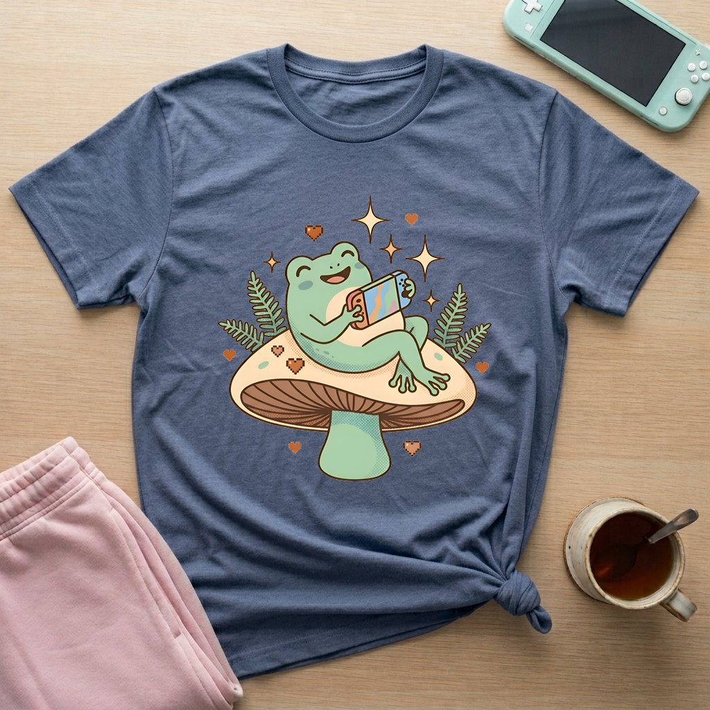 Frog Mode Cozy T-Shirt - Frog Mode Cozy_heather_indigo