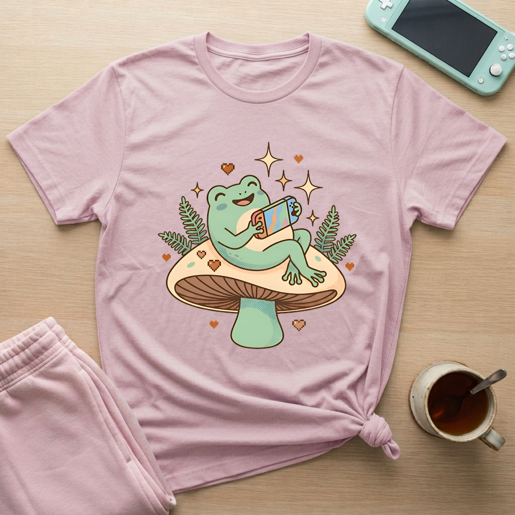 Frog Mode Cozy T-Shirt - Frog Mode Cozy_light_pink