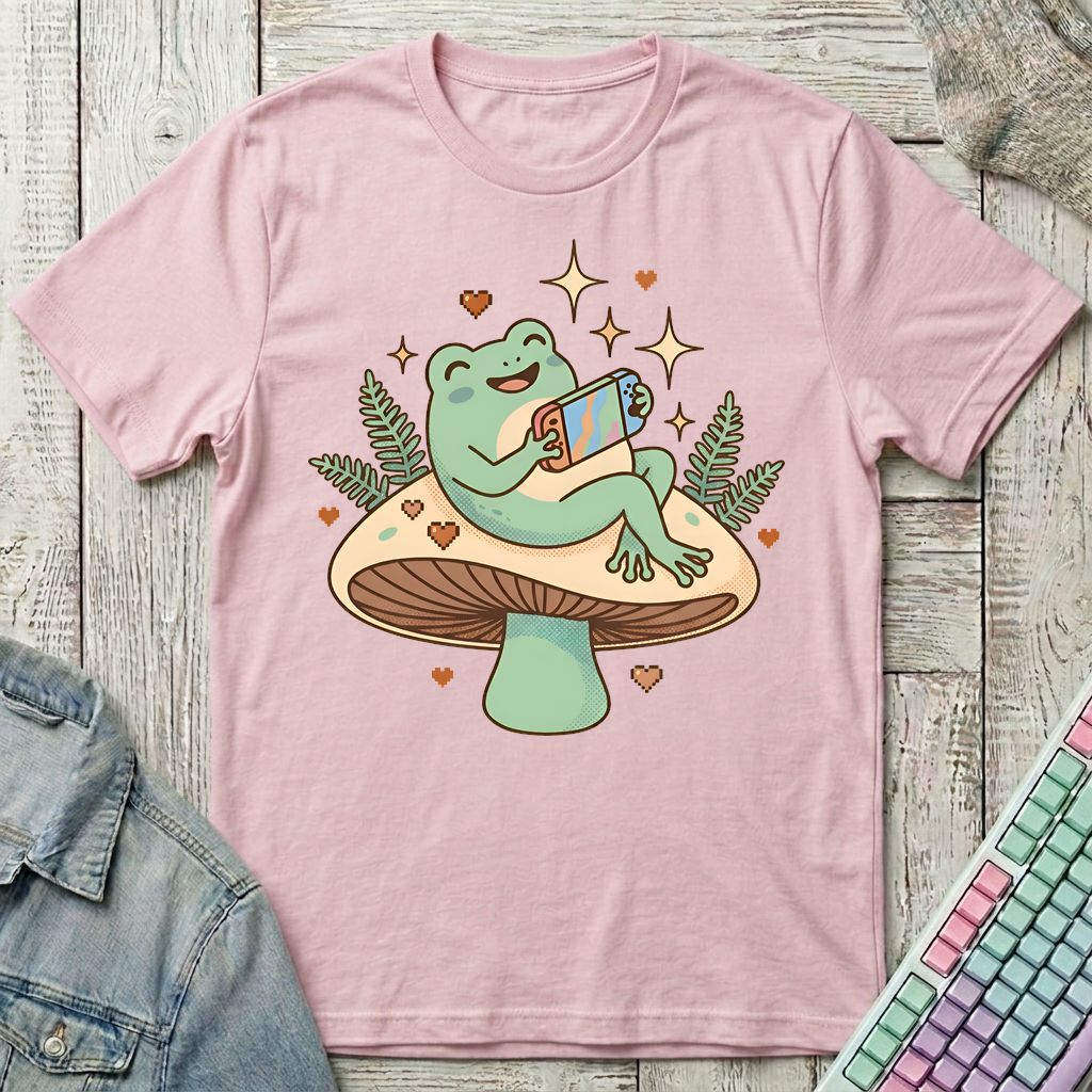 Frog Mode Cozy T-Shirt - Frog Mode Cozy_light_pink