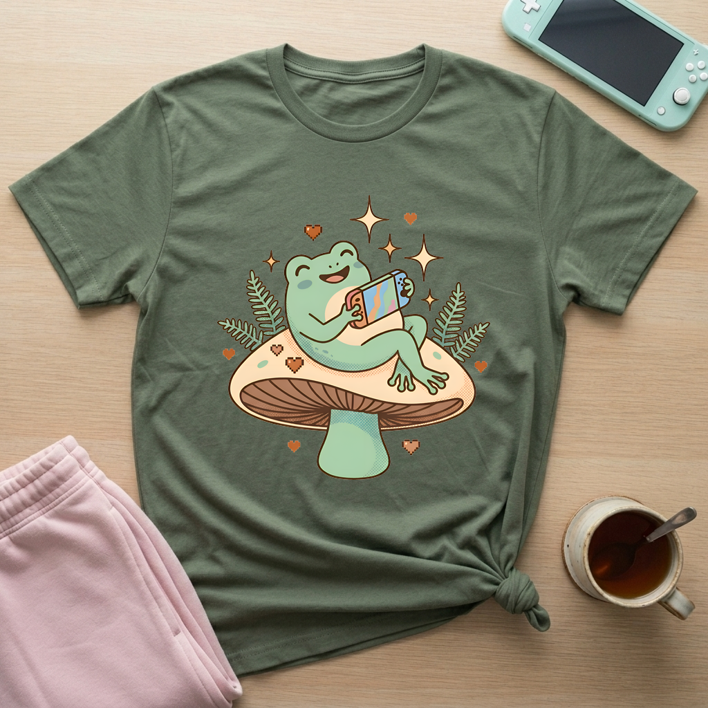 Frog Mode Cozy T-Shirt - Frog Mode Cozy_military_green
