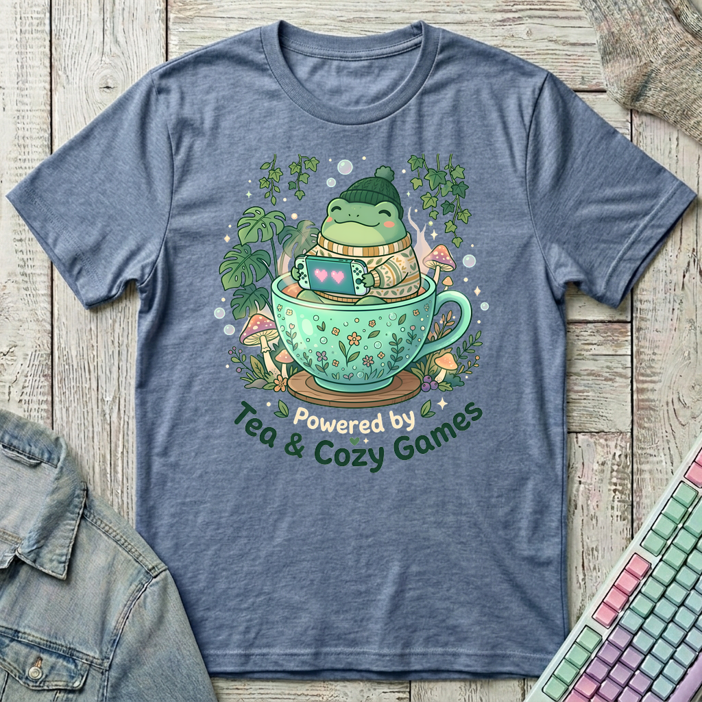 Frog Tea Gamer T-Shirt - Frog Tea Gamer_heather_indigo