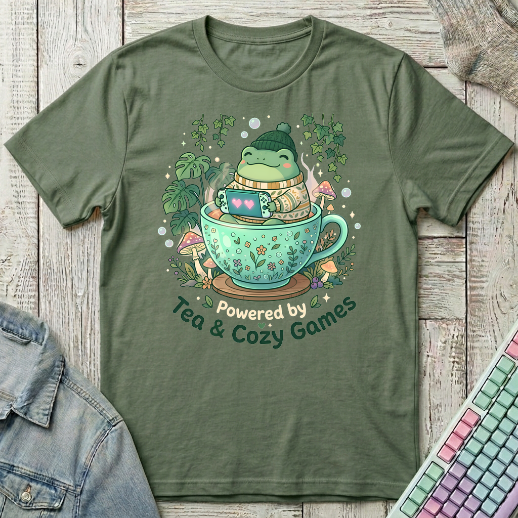Frog Tea Gamer T-Shirt - Frog Tea Gamer_military_green