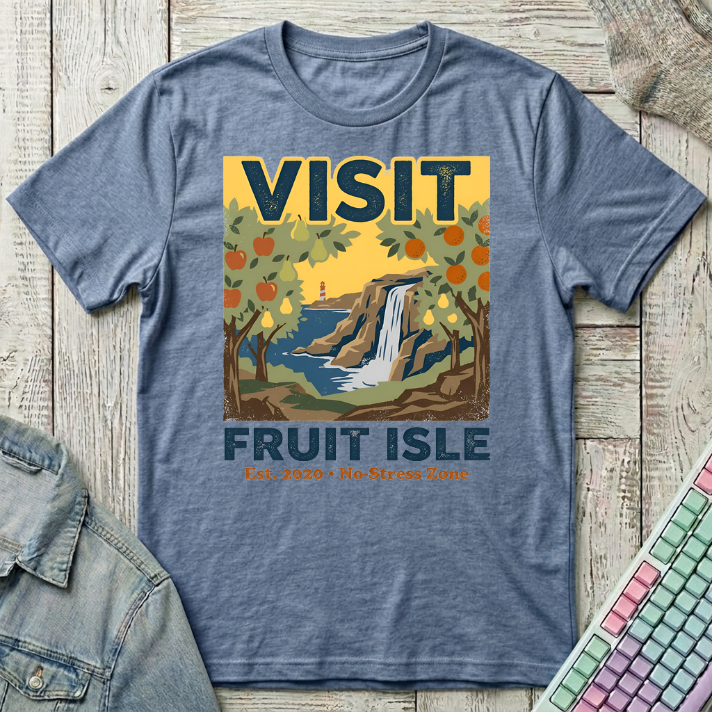 Fruit Isle Escape T-Shirt - Fruit Isle Escape_heather_indigo