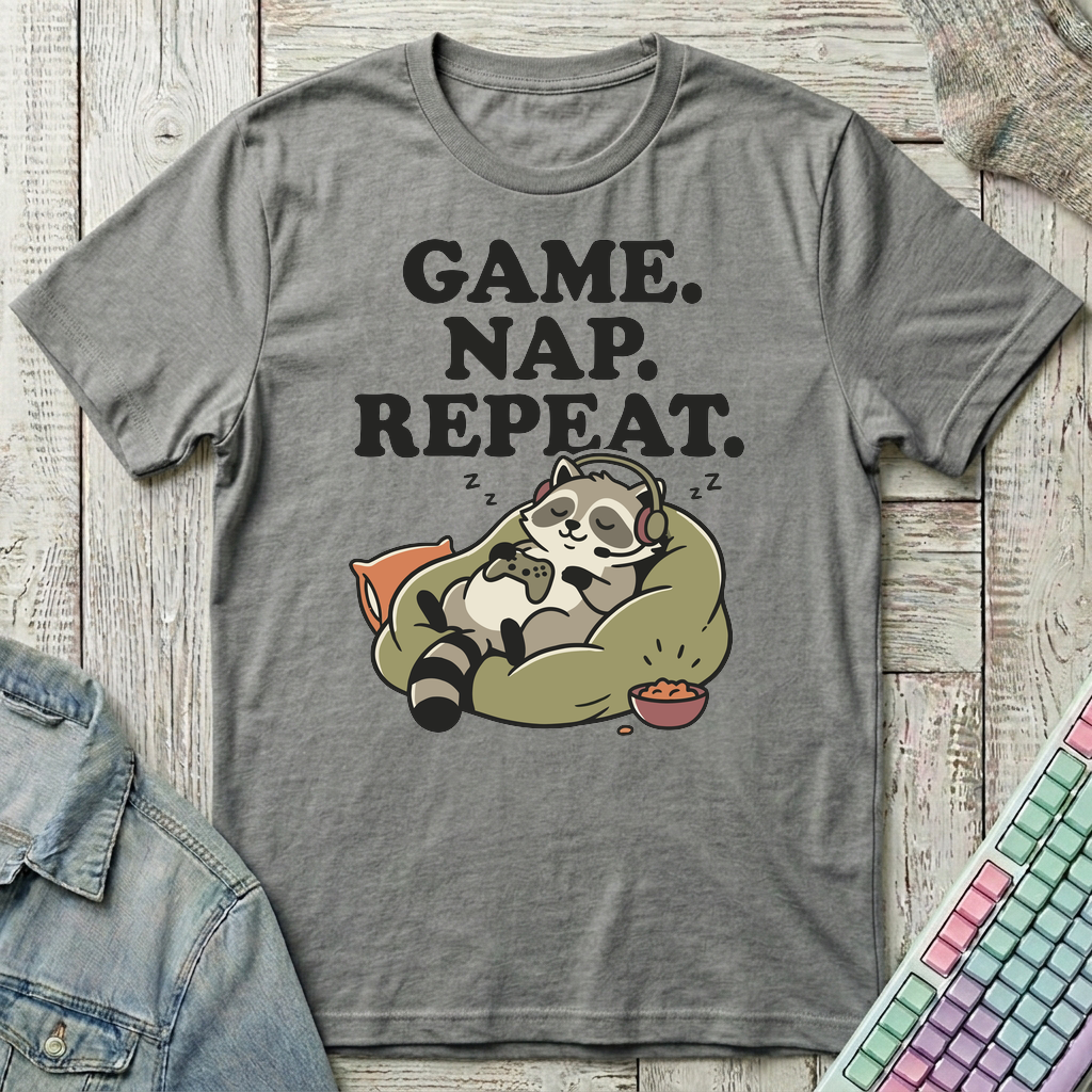 Game Nap Repeat T-Shirt - Game Nap Repeat_graphite_heather