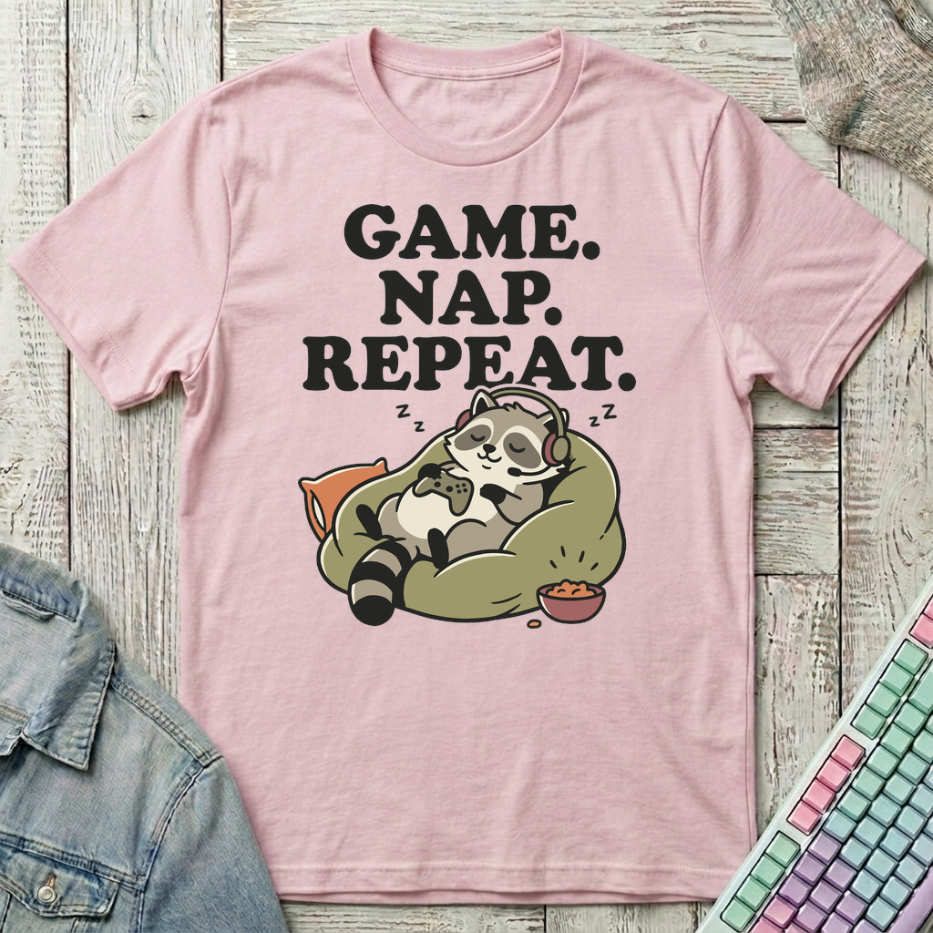 Game Nap Repeat T-Shirt - Game Nap Repeat_light_pink