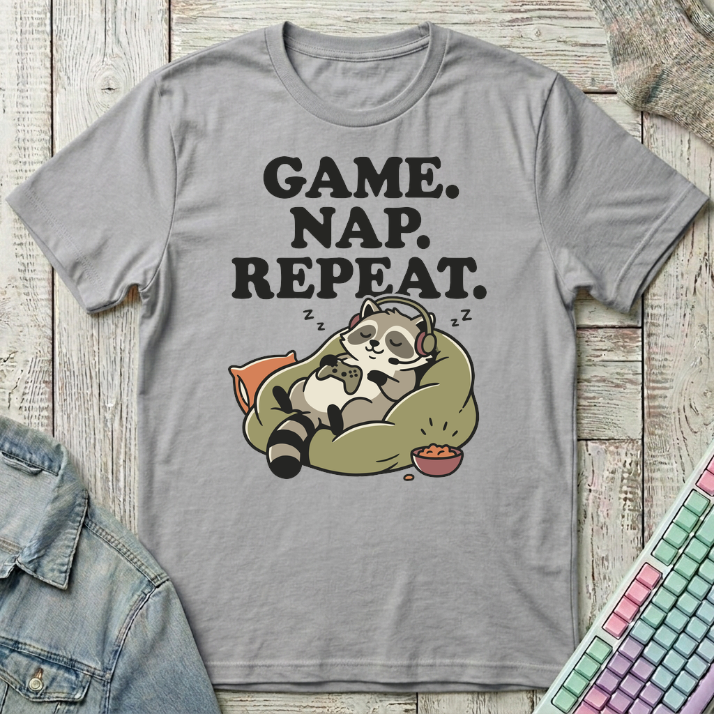 Game Nap Repeat T-Shirt - Game Nap Repeat_sport_grey