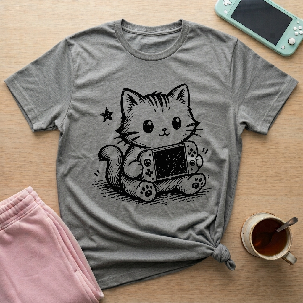 Gamer Cat T-Shirt - Gamer Cat_graphite_heather