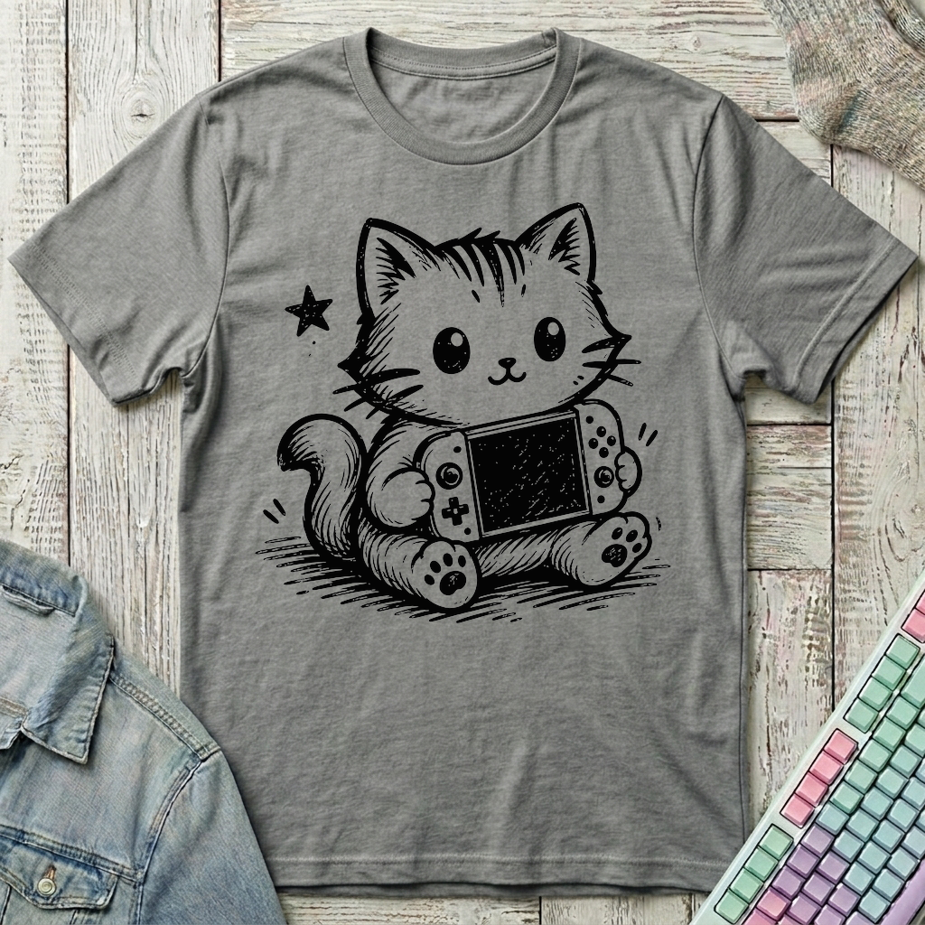 Gamer Cat T-Shirt - Gamer Cat_graphite_heather