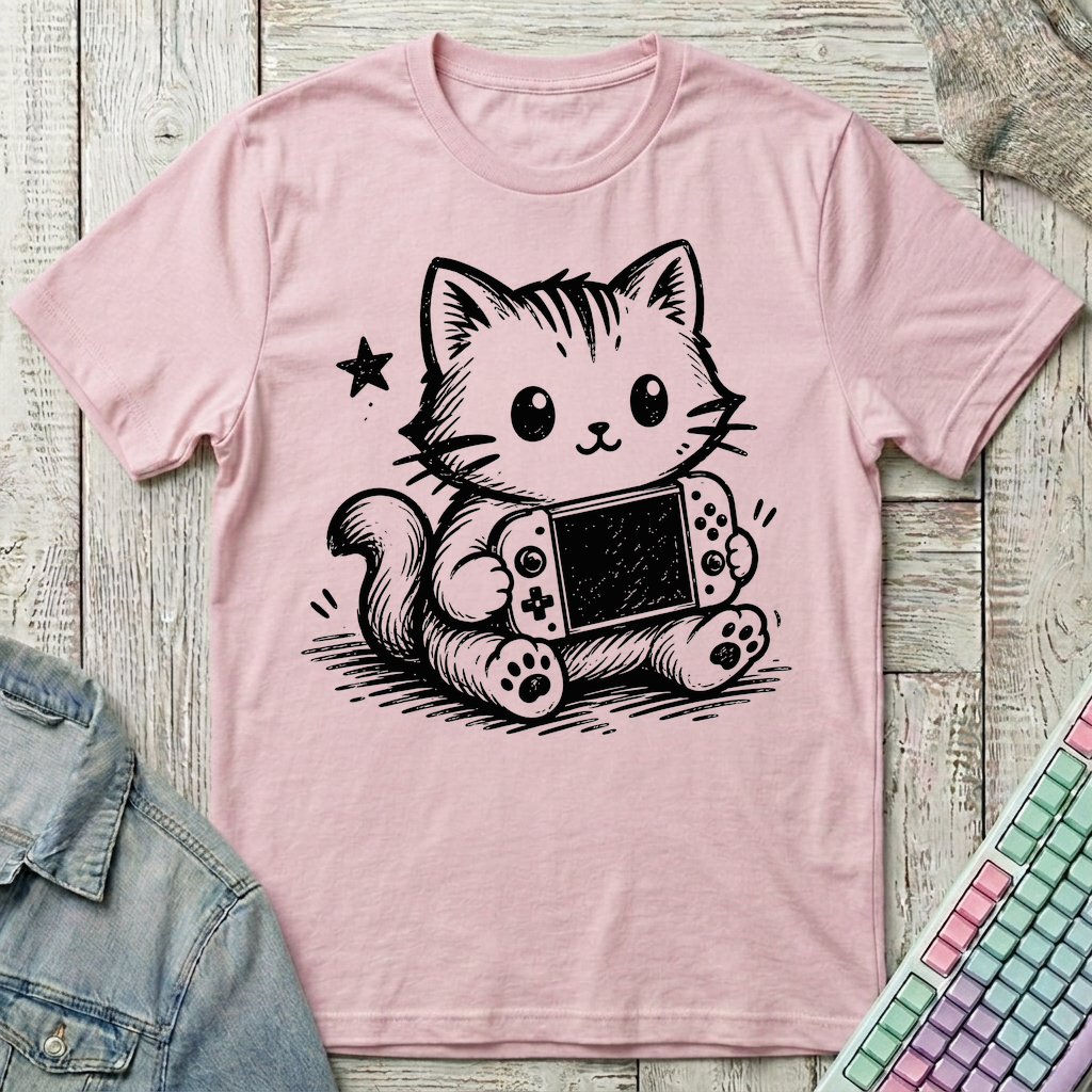 Gamer Cat T-Shirt - Gamer Cat_light_pink