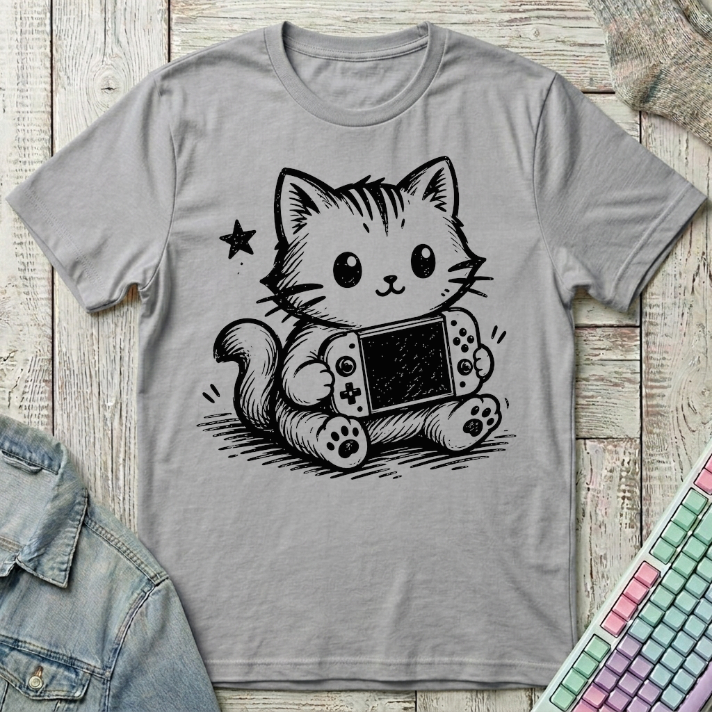 Gamer Cat T-Shirt - Gamer Cat_sport_grey