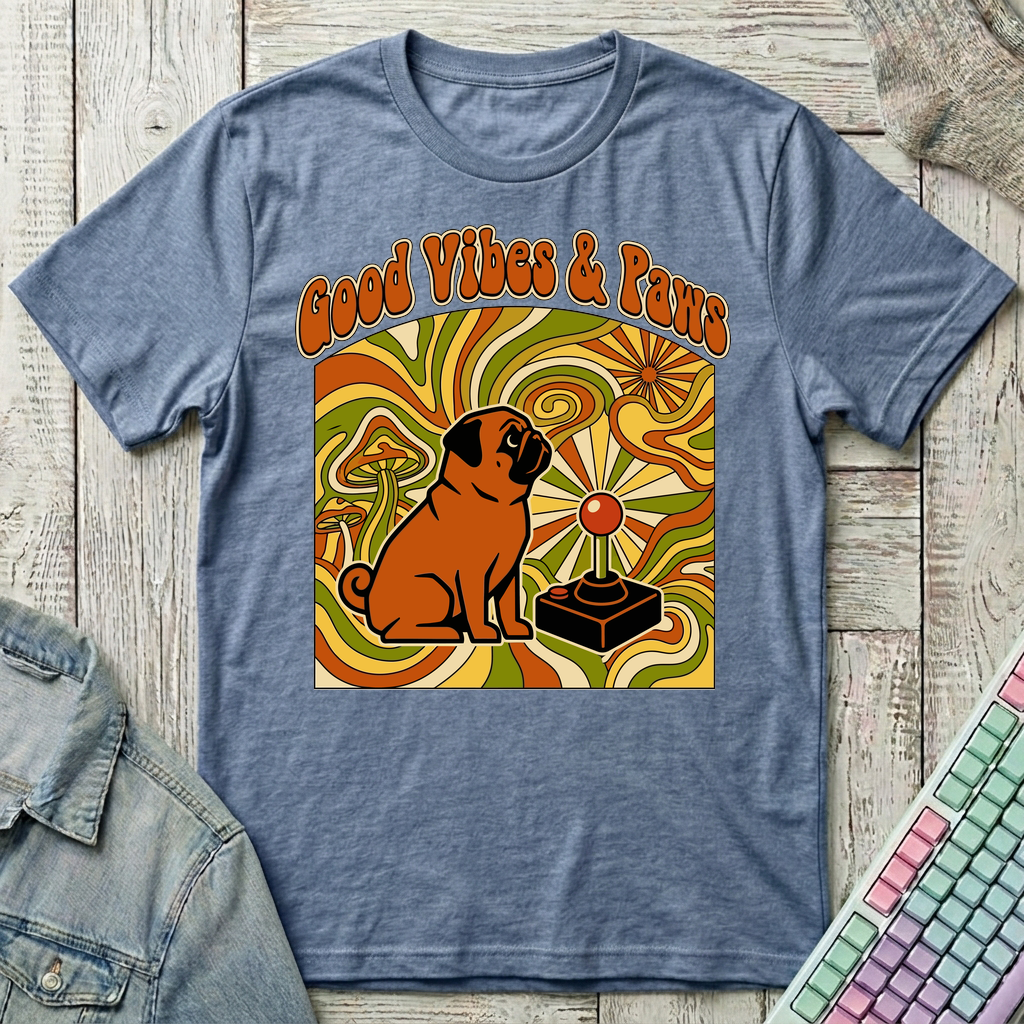 Good Vibes & Paws T-Shirt - Good Vibes & Paws_heather_indigo