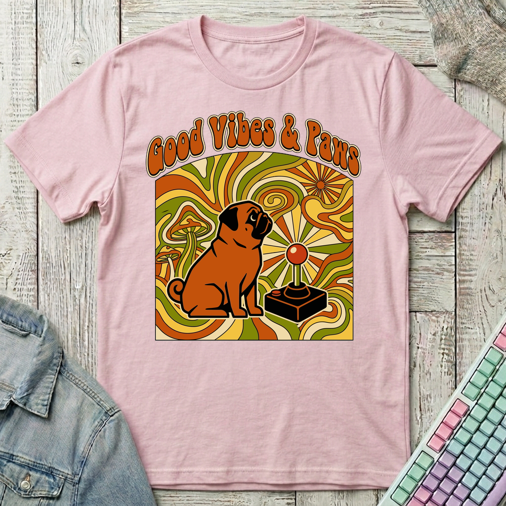 Good Vibes & Paws T-Shirt - Good Vibes & Paws_light_pink
